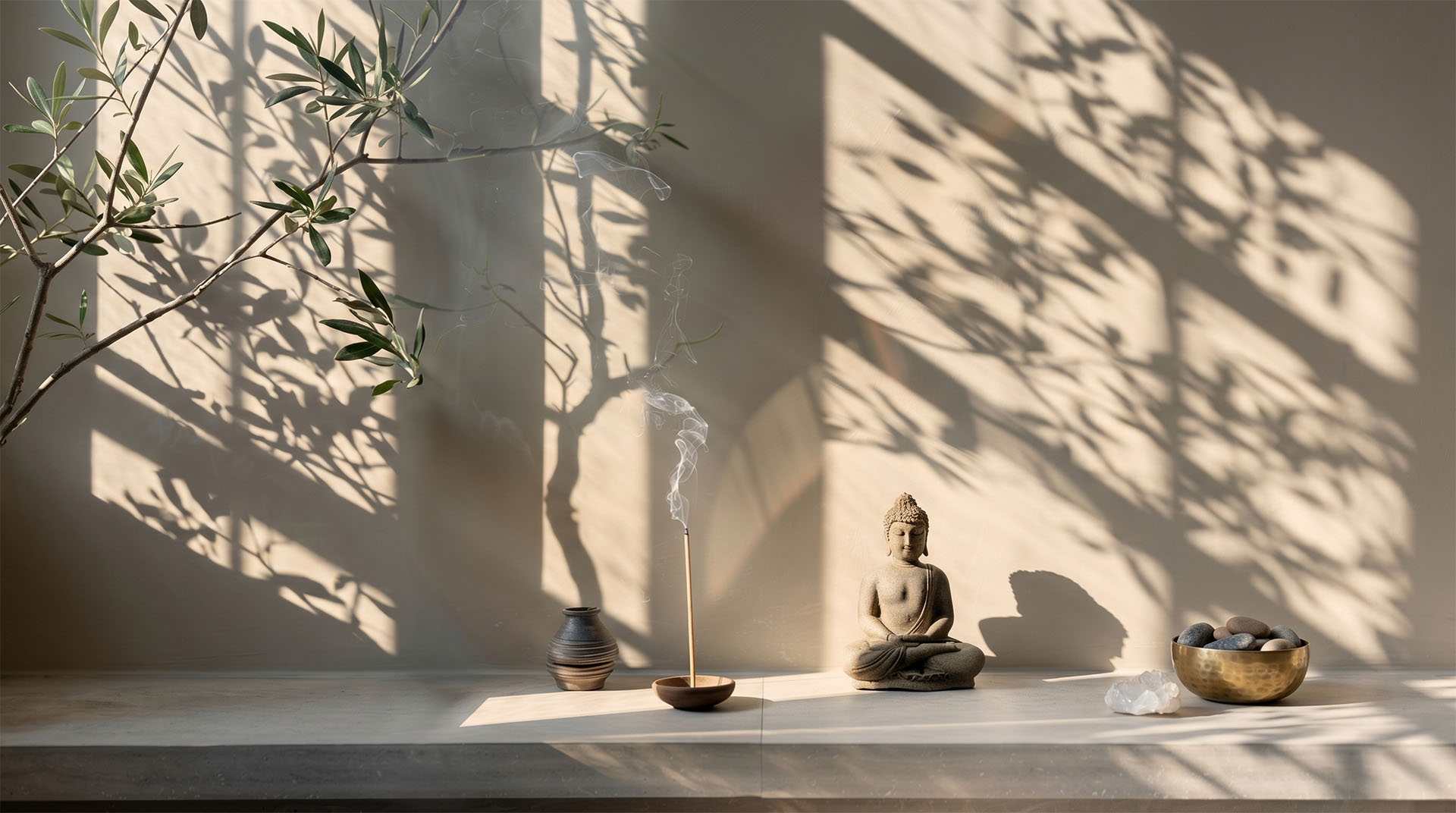 Klidné meditační zákoutí se soškou Buddhy